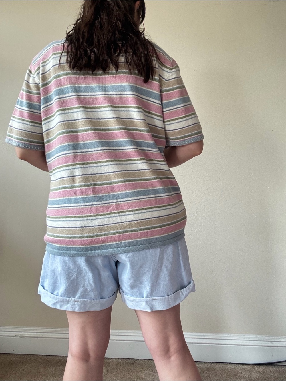 Vintage Alfred Dunner Striped Pastel Short Sleeve Knit Top - Picture 4 of 9